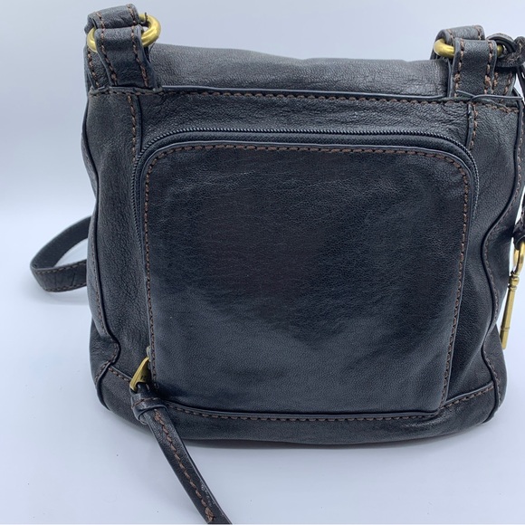 FOSSIL Carson Black Leather Flap Organizer Crossbody Shoulder Bag ZB5057 EUC - Picture 2 of 10
